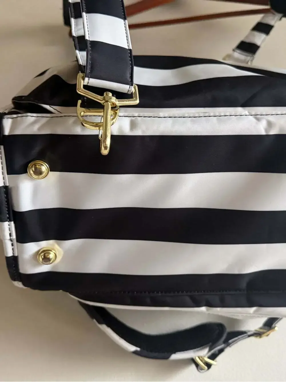 JuJuBe B.F.F. The First Lady Convertible Diaper Bag Black White Gold Luxury Baby